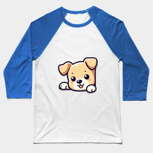 Peeking Dog Baseball T-Shirt by Rockave Design